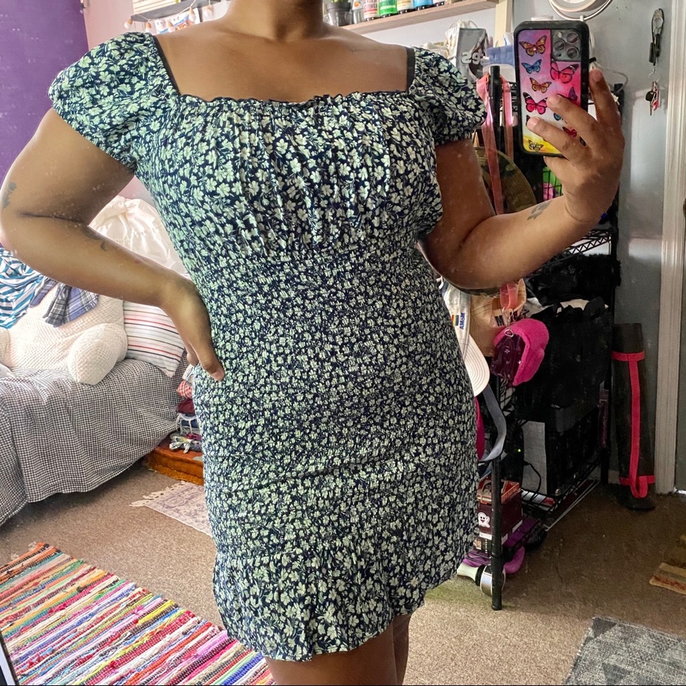 Wild Fable Puff Sleeve Shirred Mini Dress